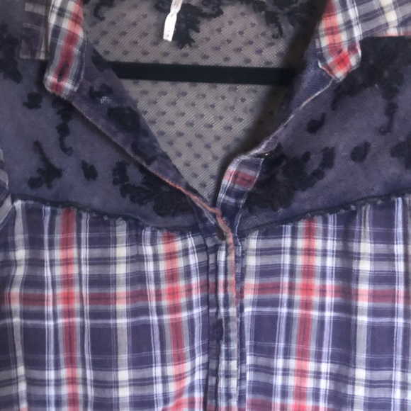 Free People Plaid Button down top - Picture 2 of 8